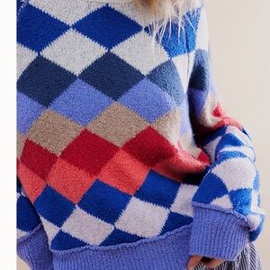 Free People Multicolor Argyle Sweater